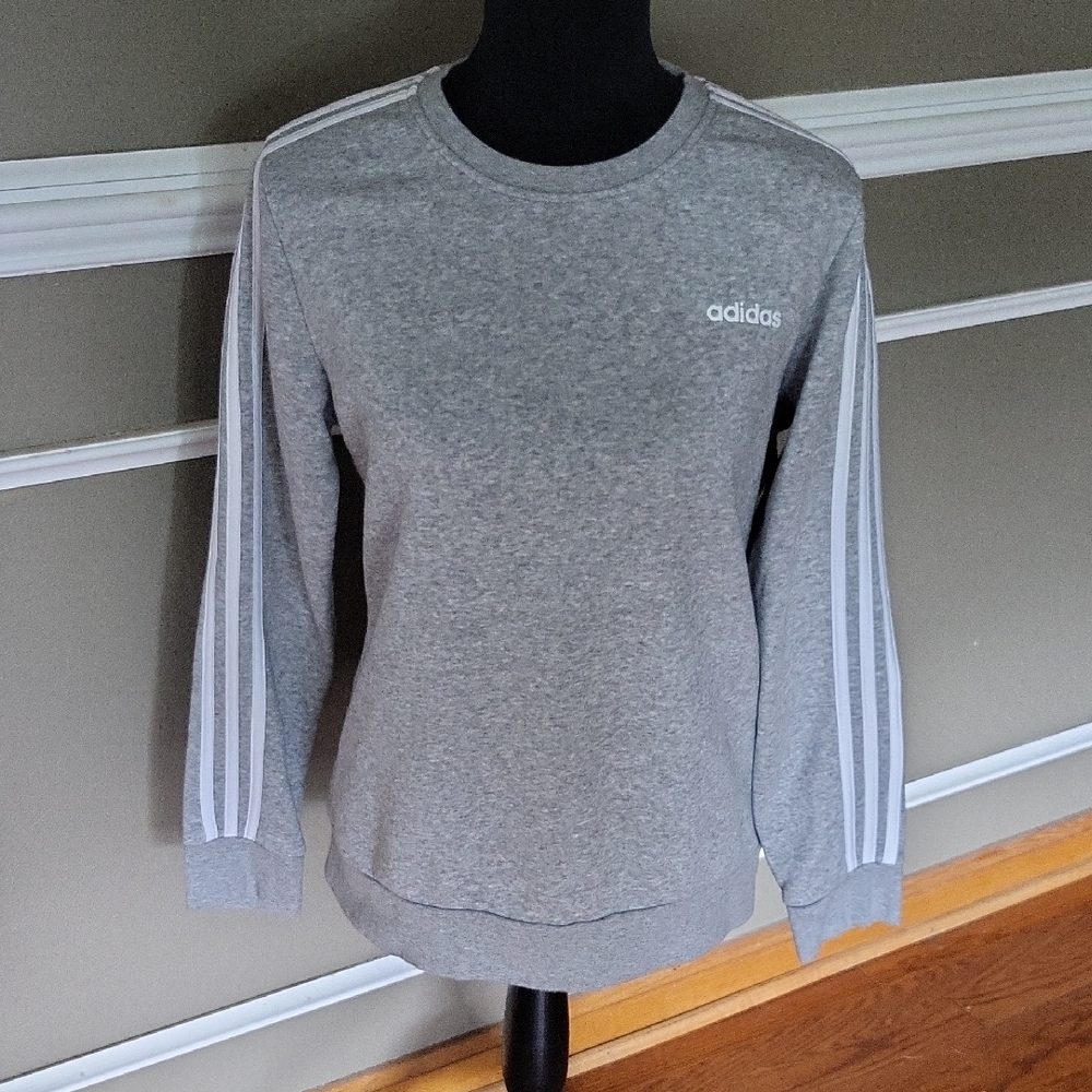 Adidas Women's Heather Gray Crew Neck Sweatshirt Size Large